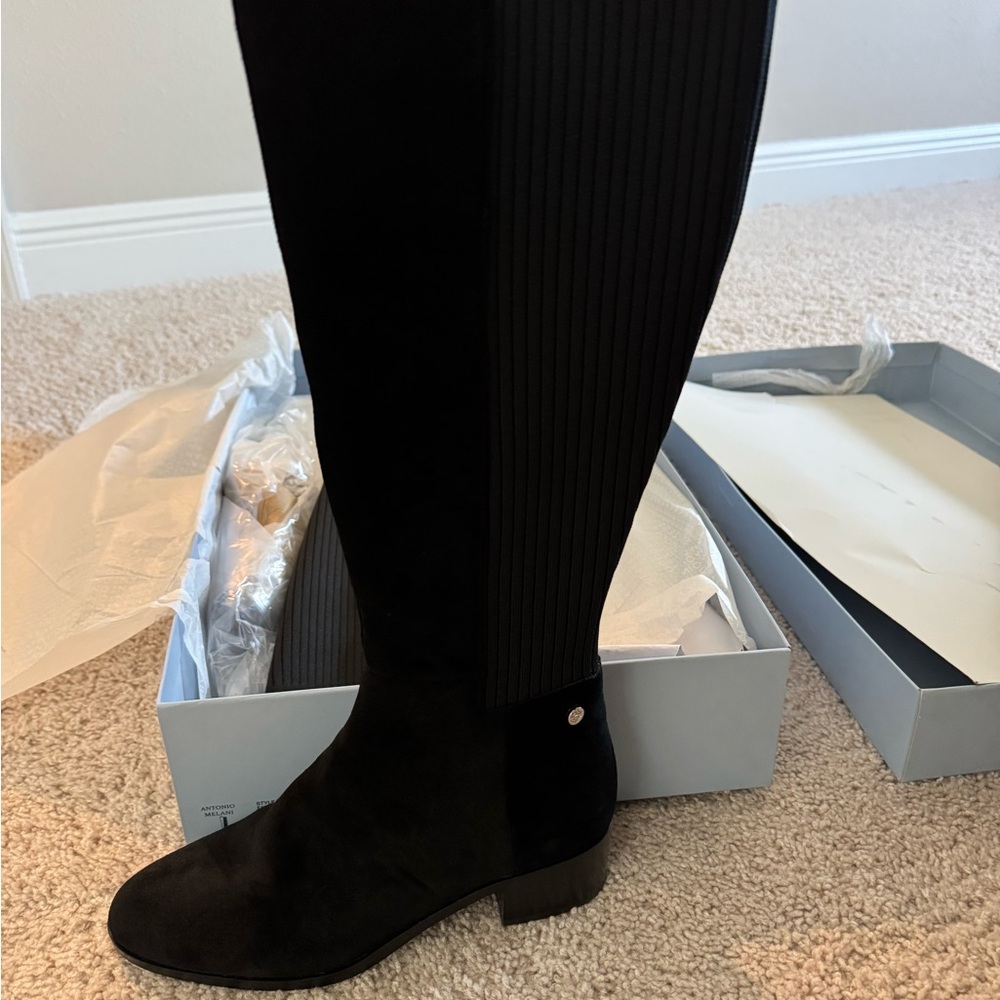 ANTONIO MELANI Elegant Black Over the Knee Boots new